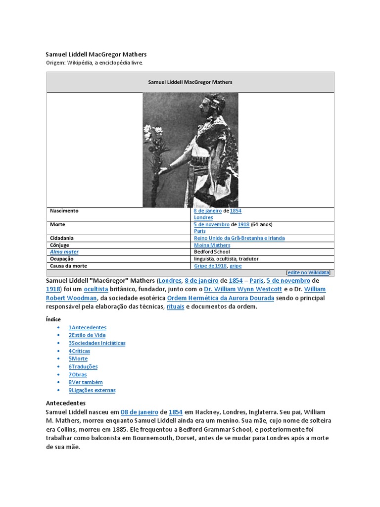 Samuel Liddell MacGregor Mathers PDF Oculto Hermetismo