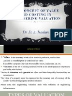 Engineering Valuation - Concept of Value and Costing in Engineering Valuation