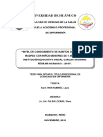 Universidad de Huánuco: Tesis para Optar El Titulo Profesional de Licenciada en Enfermería