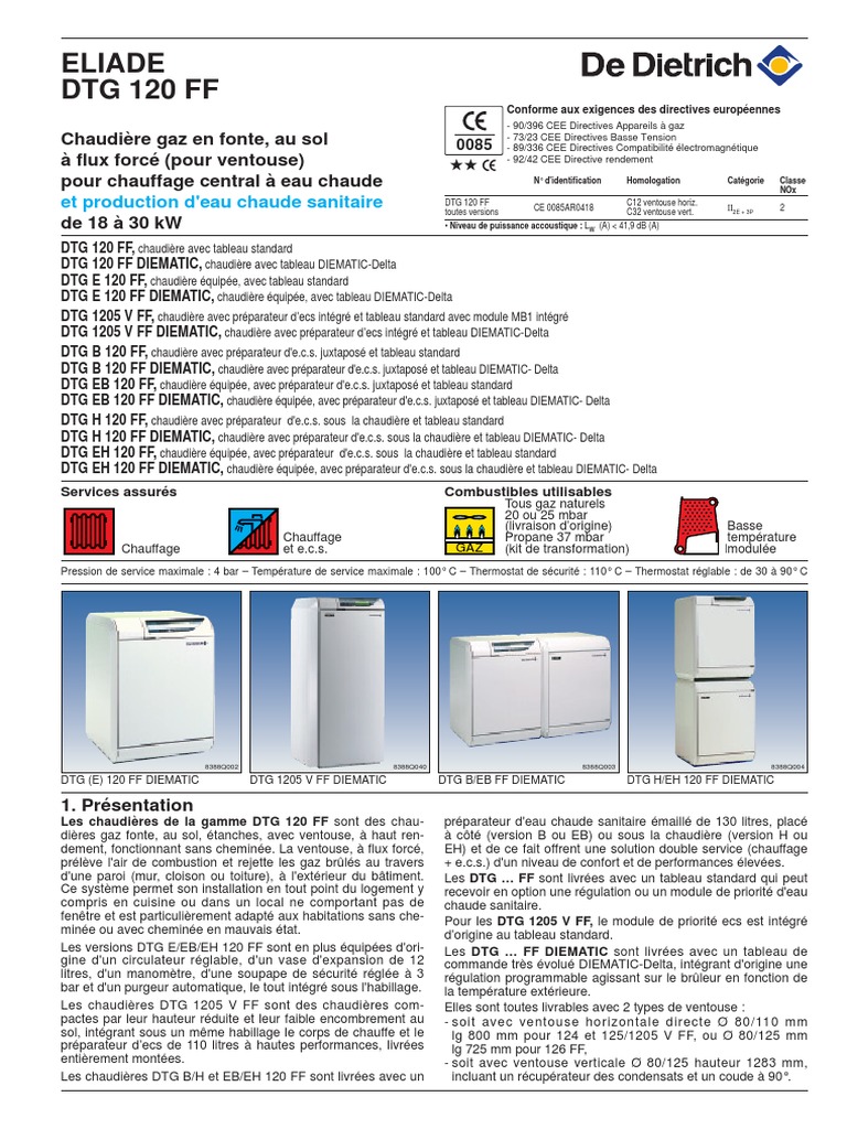 Notice Chaudiere De Dietrich Dtg 120 Econox