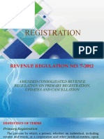 AMENDED REVENUE REGULATION ON PRIMARY REGISTRATION, UPDATES AND CANCELLATION (39 CHARACTERS