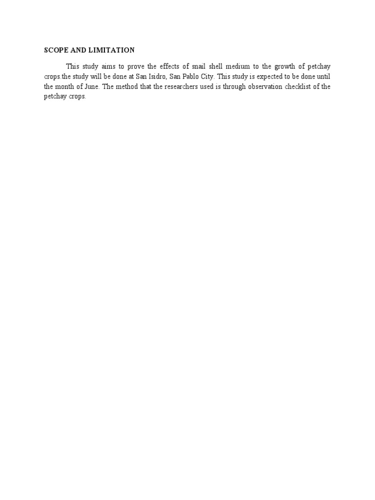 Scope and Limitation | PDF | Science & Mathematics | Wellness