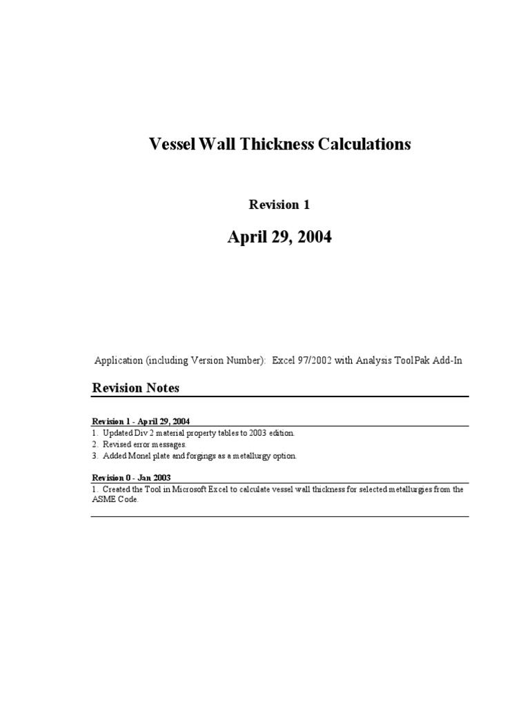 4 Pressure Vessel Wall Thickness Calculations Eval PDF