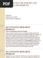 Identifying The Inquiry and Stating The Problem: Prepared By: Rossana M. Salem Master Teacher II - Mathematics