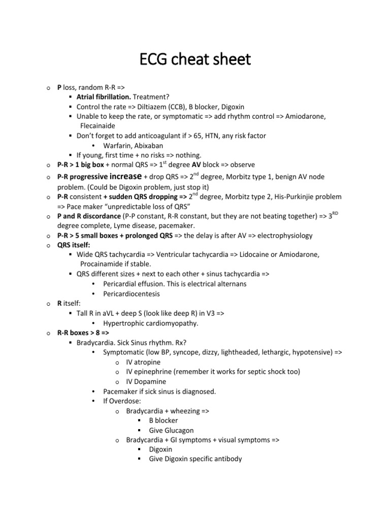 ECG Interpretation Cheat Sheet | PDF | Internal Medicine | Cardiac ...