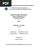 Software Design Description For: COMSATS University Islamabad, Park Road, Chak Shahzad, Islamabad Pakistan