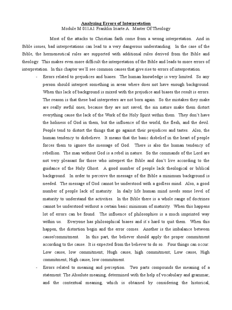 Analyzing Errors of Interpretation | PDF | Revelation | Idea
