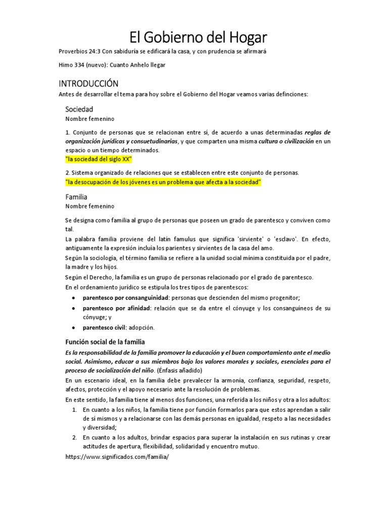 Gobierno del Hogar Cristiano | PDF | Parentesco | Familia