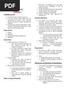NCM 106 PHARMACOLOGY - Prelims