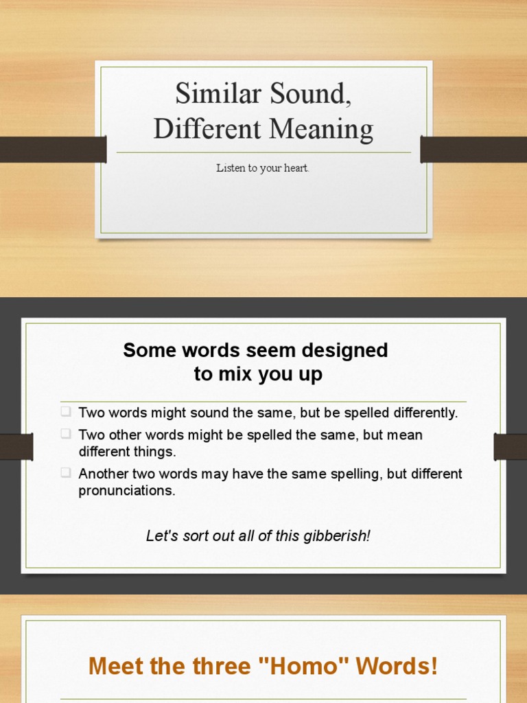 Similar Sound, Different Meaning | PDF | Lexical Semantics | Semantics