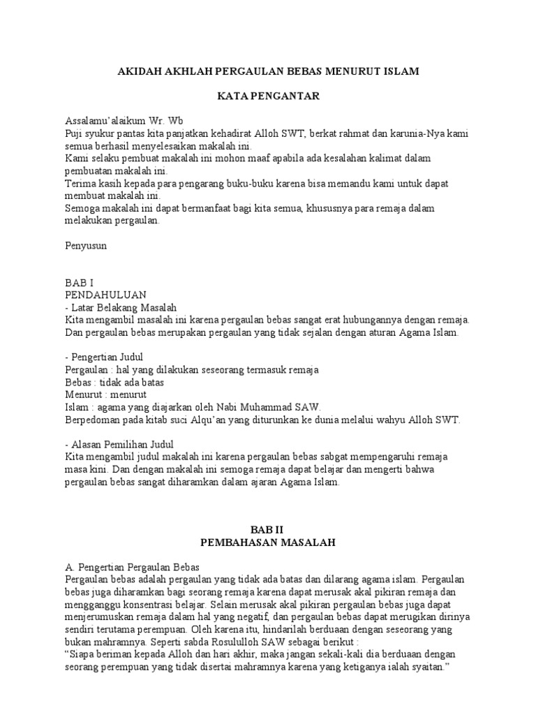 Makalah Pergaulan Bebas Dalam Islam