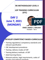 Day 2 June 7, 2021 (Monday) : Trainers Methodology Level Ii Develop Training Curriculum (DTC)