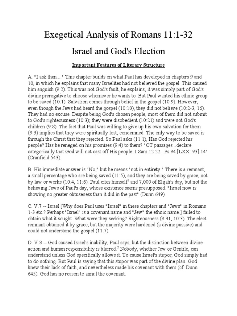 Exegetical Analysis of Romans 11.132 PDF Paul The Apostle Epistle To The Romans