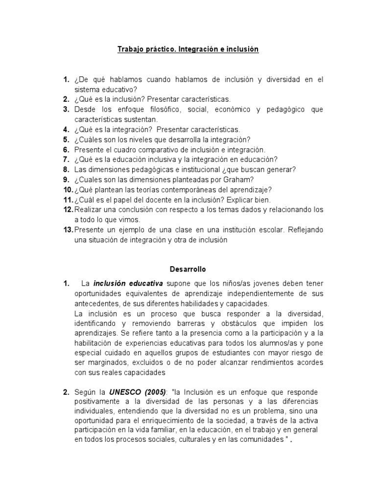 Inclusión y Diversidad Educativa | PDF | Inclusión (Educación) | Plan ...