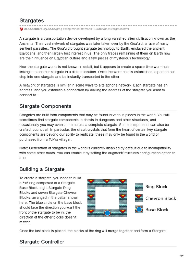 Minecraft SGCraft Stargate Guide | PDF | Mythology Of Stargate ...