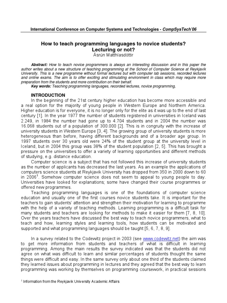 How To Teach Programming | PDF | Lecture | Teachers