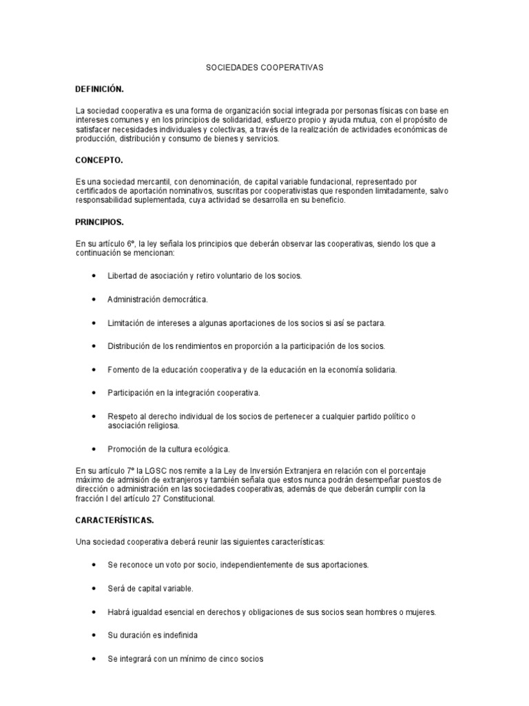 Sociedades Cooperativas | PDF | Cooperativa | Sociedad de ...