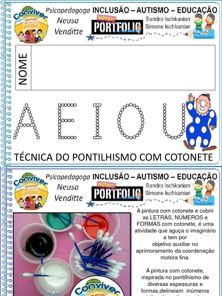 Técnica Do Pontilhismo Com Cotonete Números e Letras Psicopedagoga ...