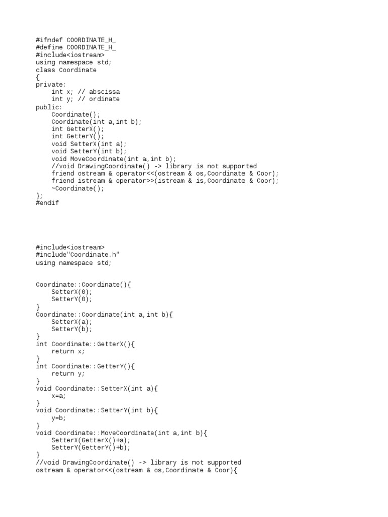 C++ Coordinate & MultiAngle Classes | PDF | Object Oriented Programming ...