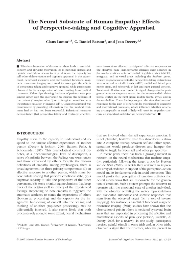 Neural Mechanisms of Empathy | PDF | Insular Cortex | Empathy