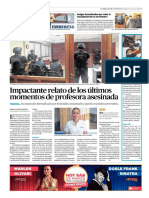 Diario El Mercurio de Antofagasta, Chile 05-03-2016 Impactante Relato de Los Últimos Momentos de Profesora Asesinada.