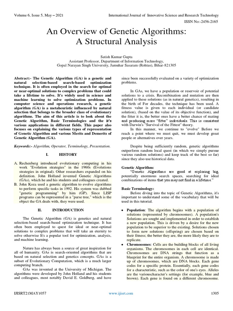 An Overview of Genetic Algorithms A Structural Analysis | PDF | Genetic ...