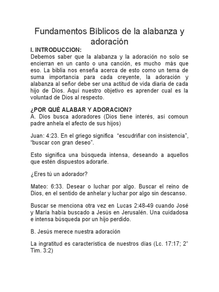Fundamentos Bíblicos de La Alabanza y Adoración | PDF | David | Biblia