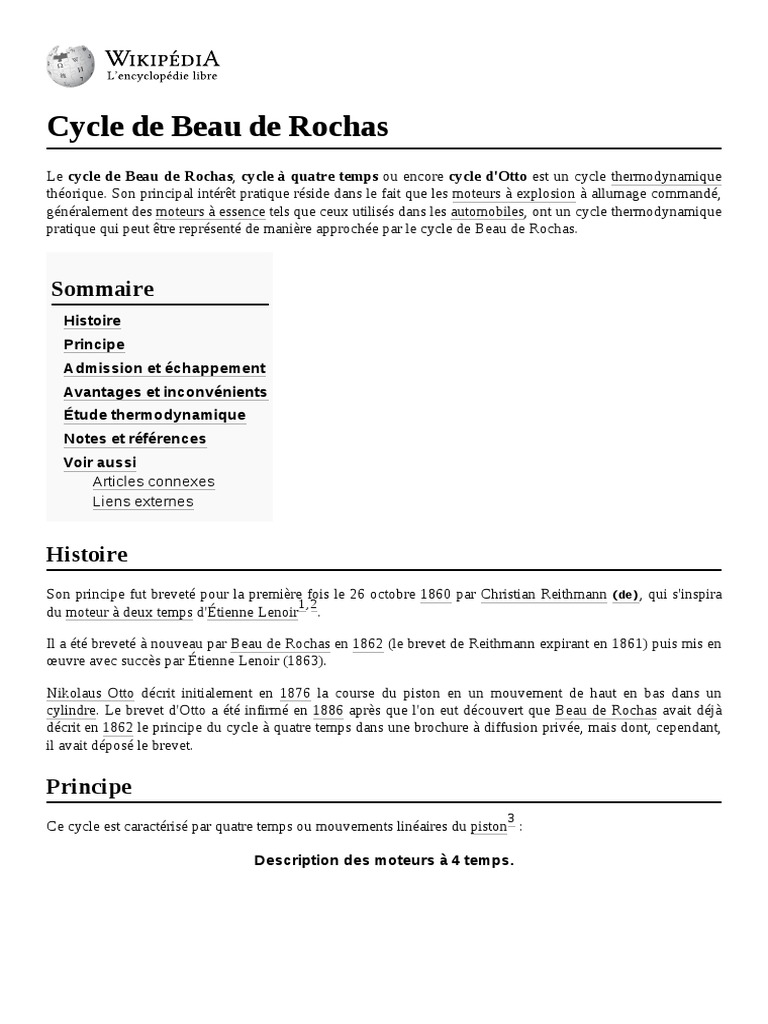 Cycle de Beau de Rochas, PDF, Transformation de l'énergie