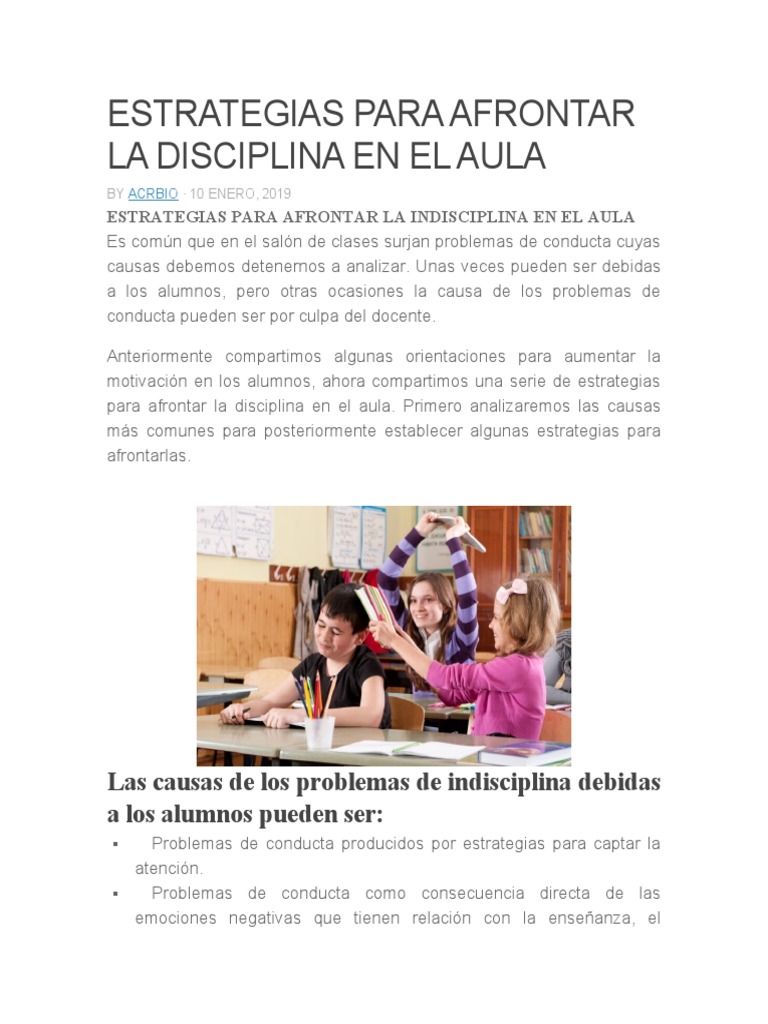 Estrategias para la Disciplina en el Aula | PDF | Salón de clases ...