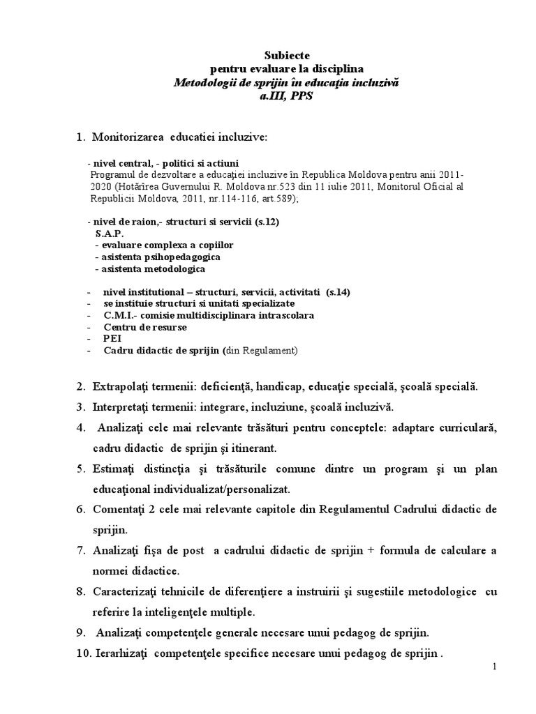 Subiecte Met - de Sprijin Microsoft Word | PDF