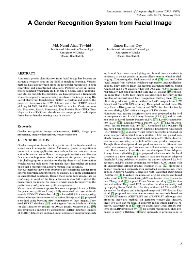 Gender Recognition via BHEP Framework | PDF | Support Vector Machine ...