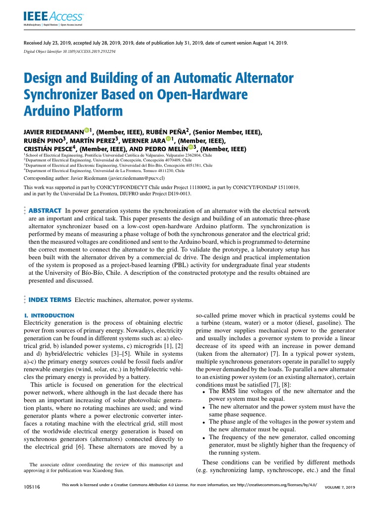 Design and Building of An Automatic Alternator Synchronizer Based On