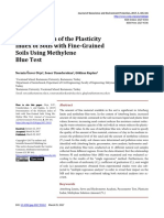 Determination of The Plasticity Index of Soils With Fine-Grained Soils Using Methylene Blue Test