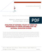 Evolution of National Policy in Turkey On Integration of Syrian Children Into The National Education System