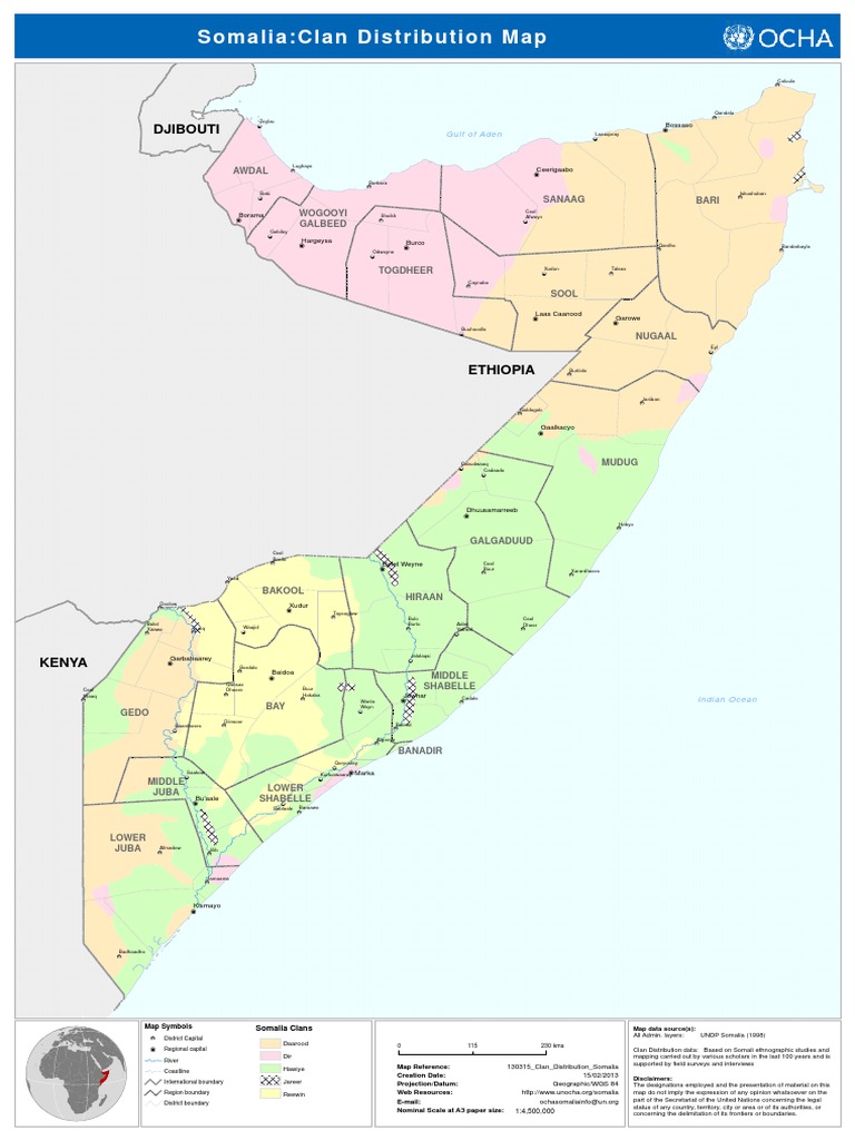 Somalia Clan Map1 A3 PDF Geodesy Clans 1695333536