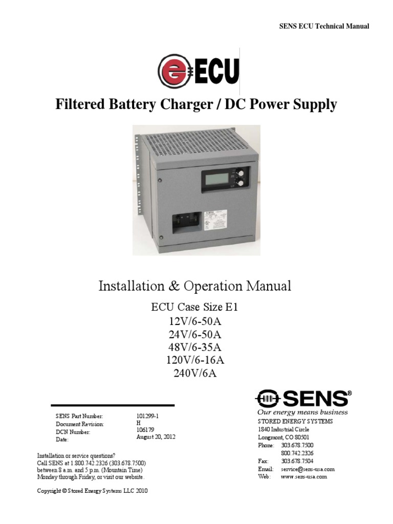 Filtered Battery Charger / DC Power Supply: Installation & Operation ...