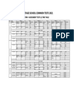 2021 Common Test Assessment (Term 1) Test Time Table