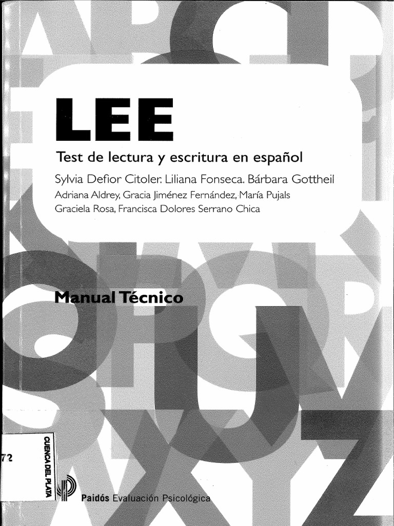 LEE - Test de Lectura y Escritura en Español. Manual Técnico | PDF