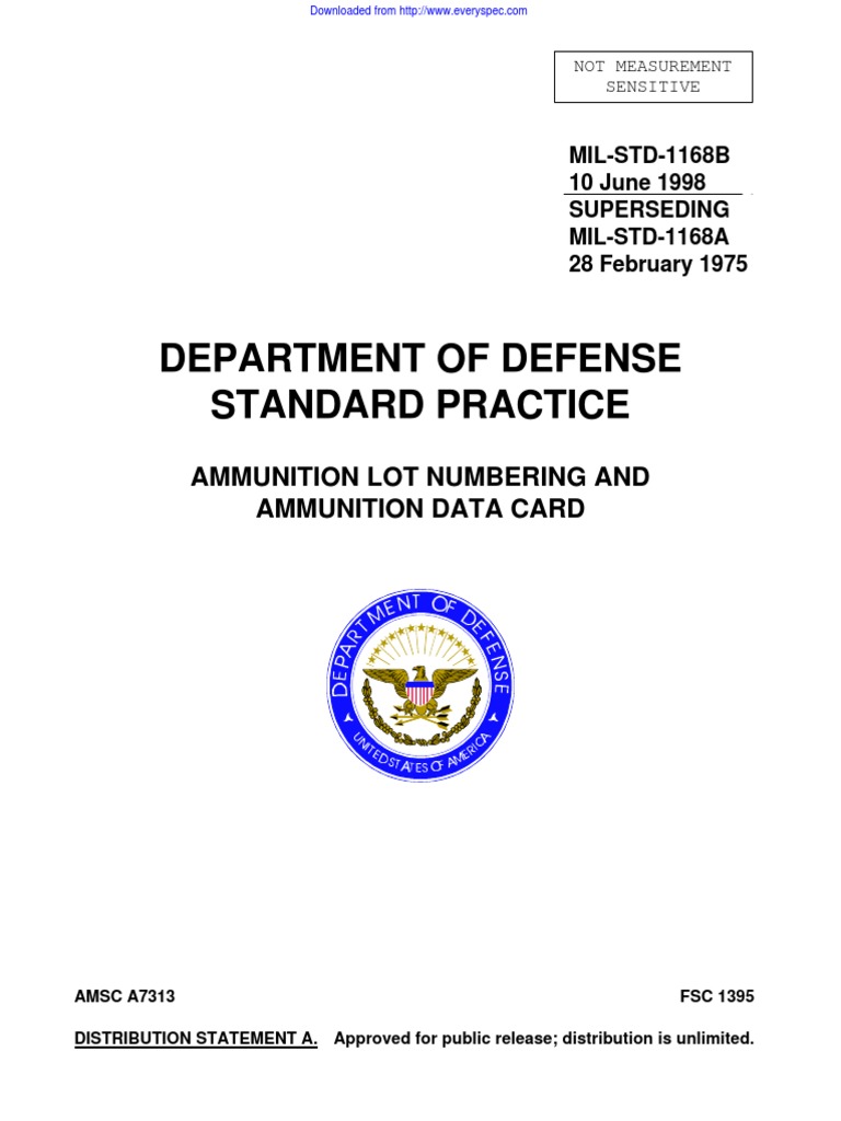 Department of Defense Standard Practice: Ammunition Lot Numbering and ...