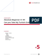 Absolute Beginner S1 #5 Can You Take My Turkish Order?: Lesson Notes