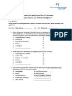 Questionnaire For Applicants of The B.Sc. Program "Computer Science and Artificial Intelligence"