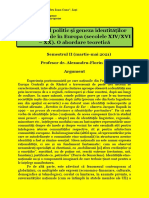 Imaginarul Politic Și Geneza Identităților Etno-Naționale În Europa (Secolele XIV/XVI - XX) - O Abordare Teoretică