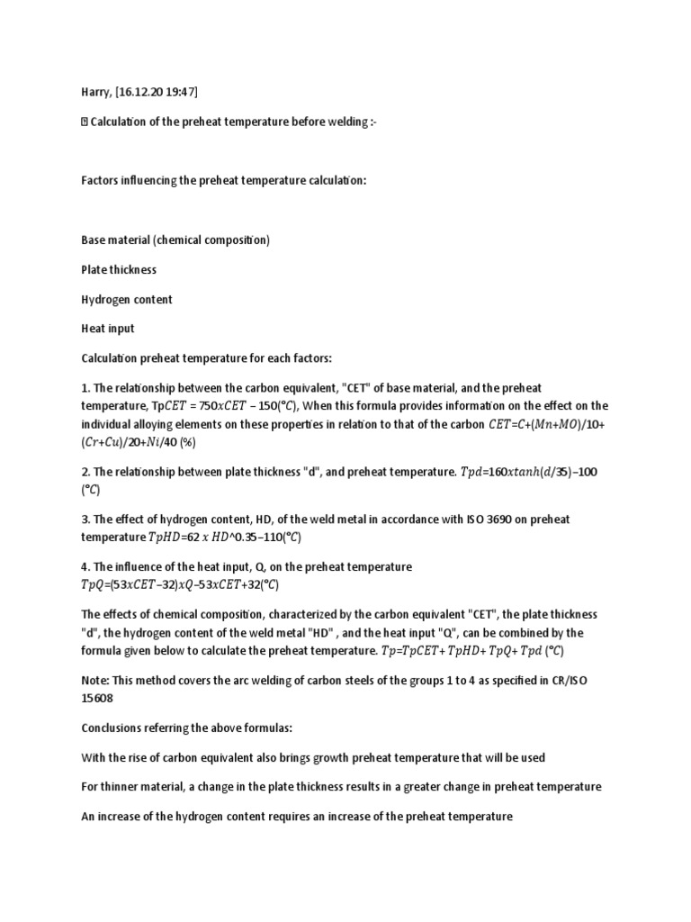 Preheat Temperature Calculation for Welding | PDF | Teaching Methods ...