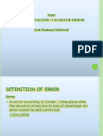 Topic Error Analysis: Causes of Error