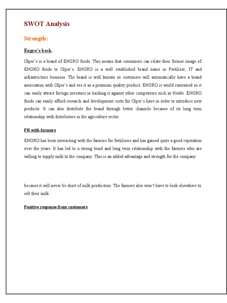 SWOT Analysis PDF Dairy Milk