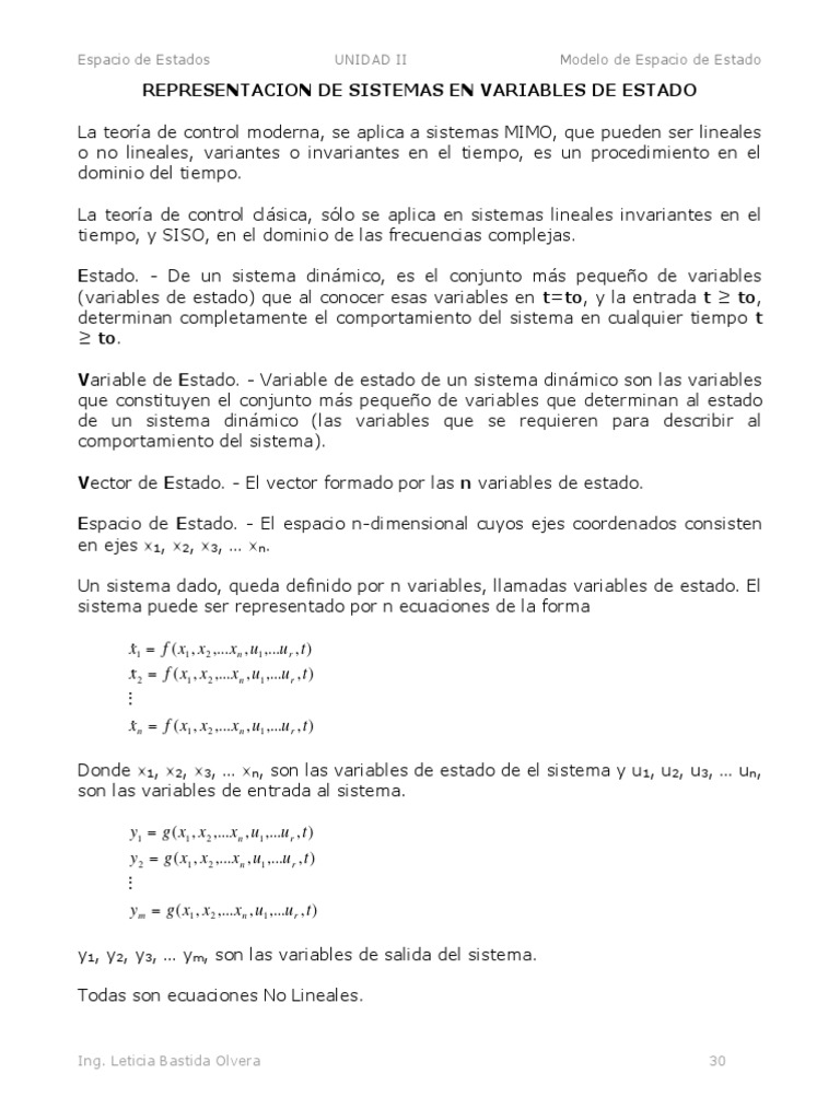 Clase 6 Unidad 2 Modelo de Espacio de Estado | PDF | Álgebra | Física  teórica