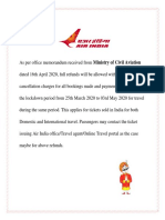 As Per Office Memorandum Received From Ministry of Civil Aviation Dated 16th April 2020