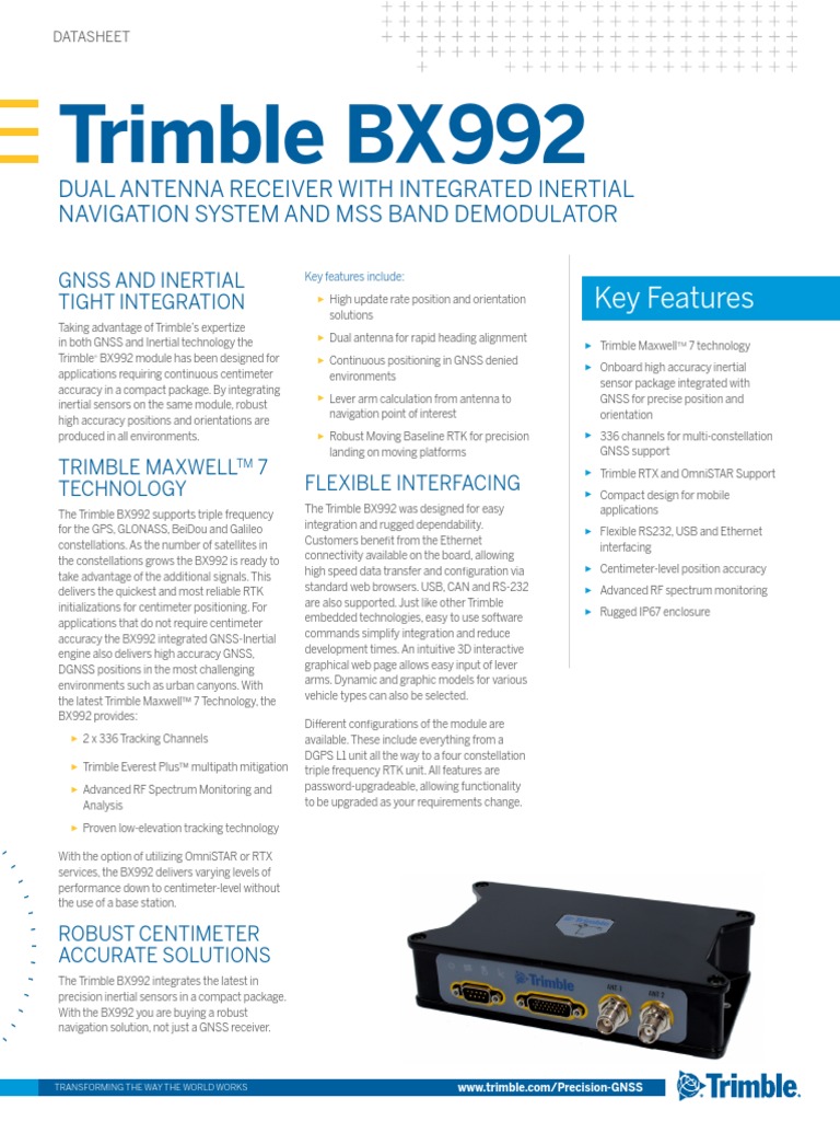 Trimble BX992 Datasheet 0121 LR PDF Inertial Navigation System