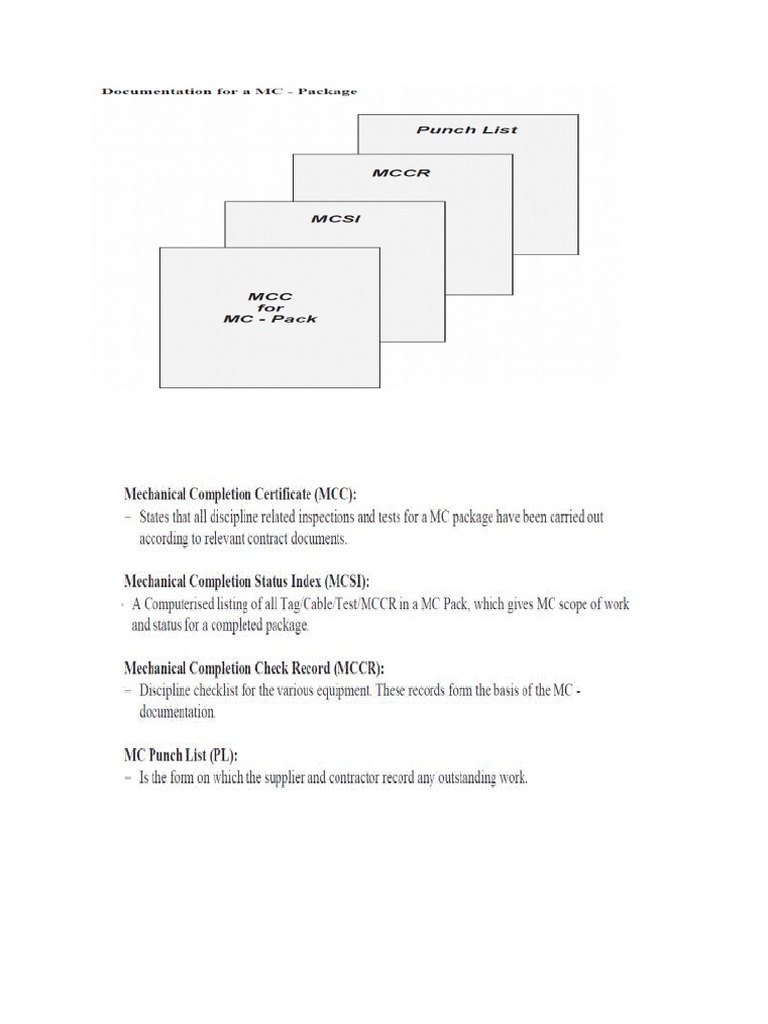 Mechanical Completion Dossier Before To Start Commissioning | PDF