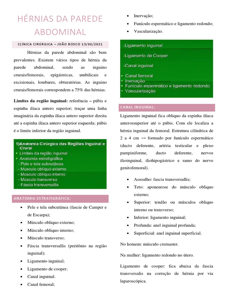 Hérnias Da Parede Abdominal | PDF | Especialidades médicas | Anatomia